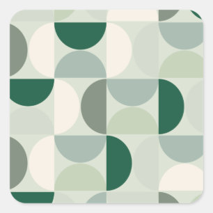 Mid Century Modern Abstract Pattern Sage Green Square Sticker