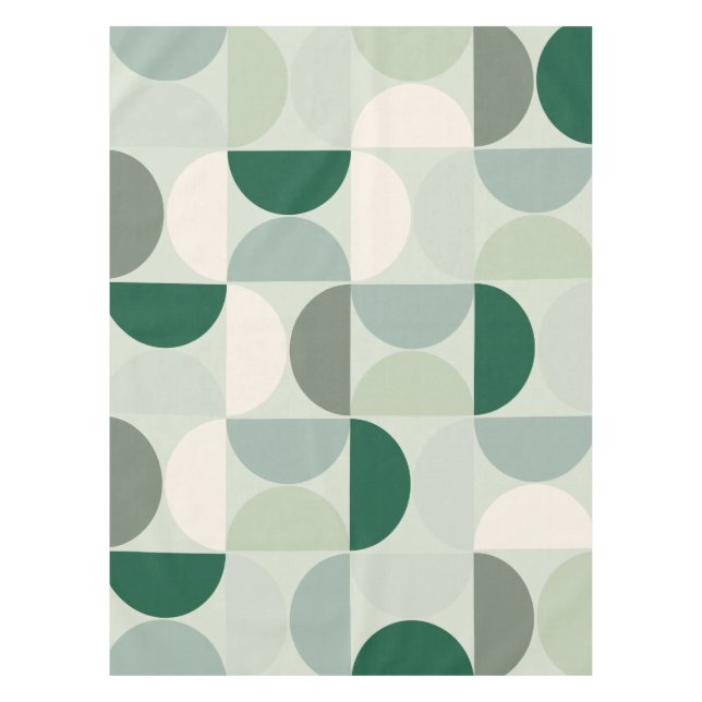 Mid Century Modern Abstract Pattern Sage Green Tablecloth (Front)