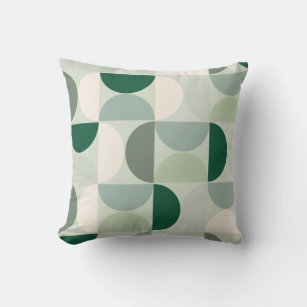 Mid Century Modern Abstract Pattern Sage Green Throw Pillow