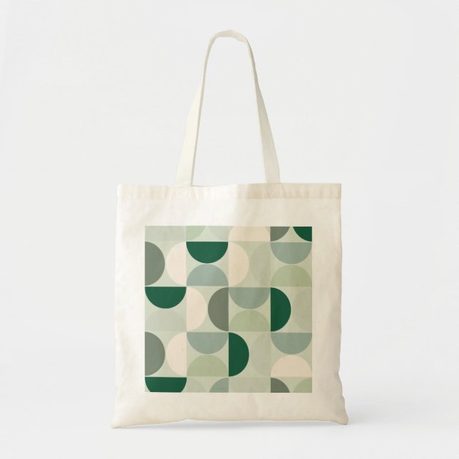 Mid Century Modern Abstract Pattern Sage Green Tote Bag (Front)