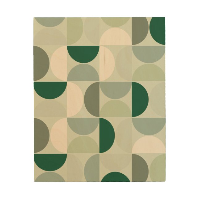 Mid Century Modern Abstract Pattern Sage Green Wood Wall Art (Front)