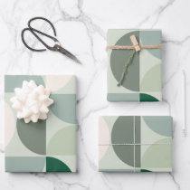 Mid Century Modern Abstract Pattern Sage Green Wrapping Paper Sheets