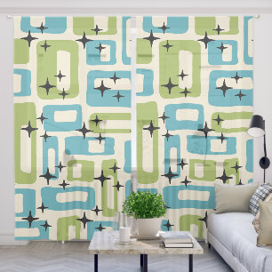 Mid Century Modern Abstract Pattern Sheer Curtains