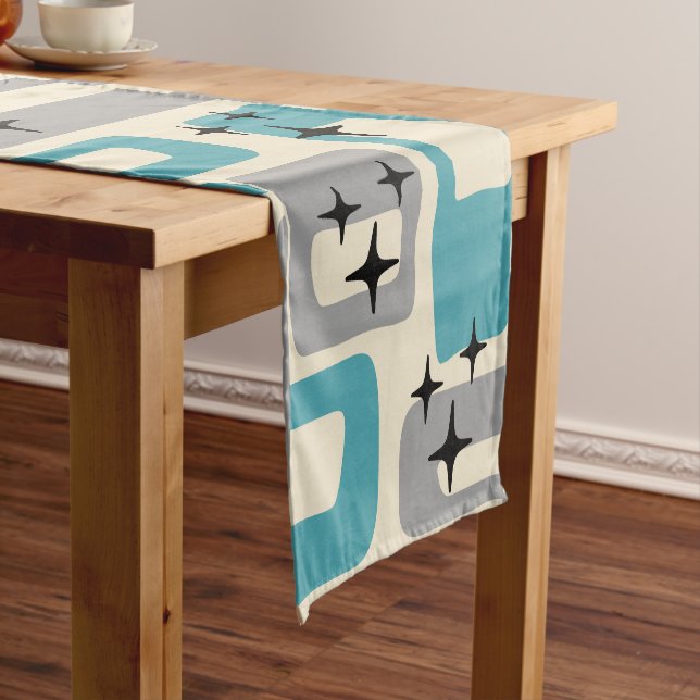 Mid Century Modern Abstract Pattern Short Table Runner (In Situ)
