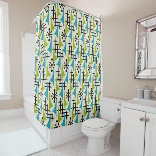 Mid Century Modern Abstract Pattern Shower Curtain