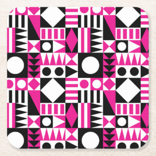 Mid-century modern abstract pattern. square paper coaster