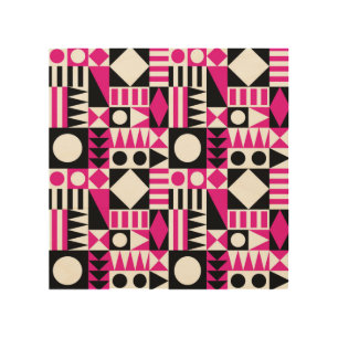 Mid-century modern abstract pattern. wood wall art