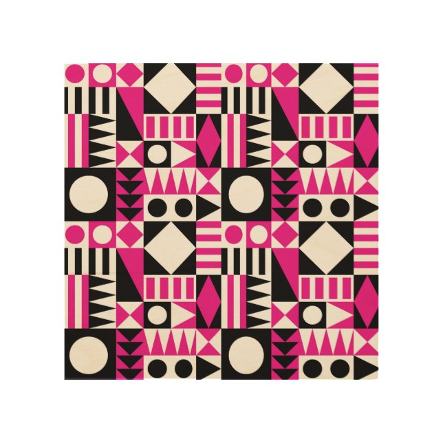 Mid-century modern abstract pattern. wood wall art (Front)