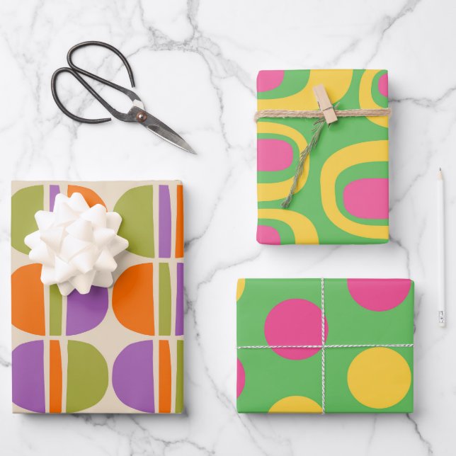 Mid Century Modern Abstract Pattern Wrapping Paper Sheets (Front)