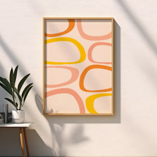 Mid Century Modern Abstract Peach, Orange, Yellow Poster