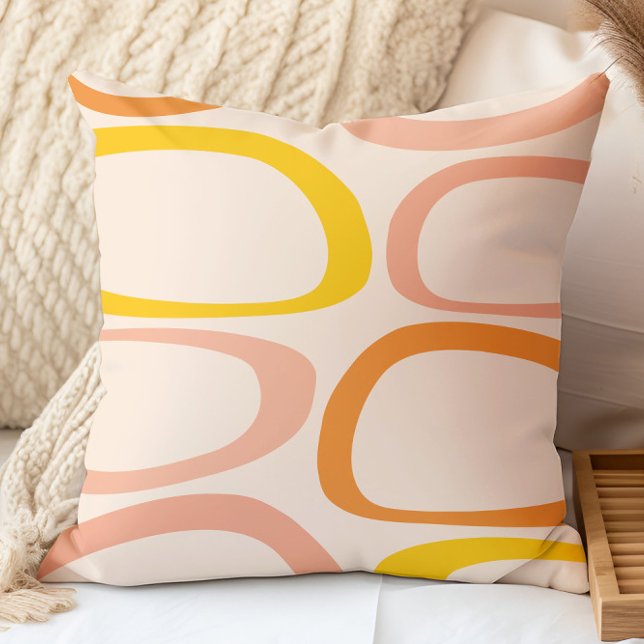 Mid Century Modern Abstract Peach, Orange, Yellow Throw Pillow (Creator Uploaded)