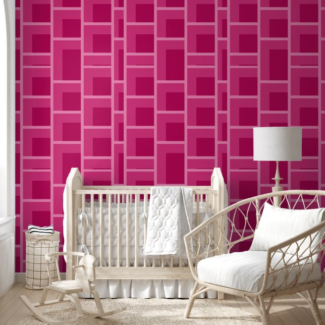 mid century modern abstract pink geometric wallpaper  (Kids)