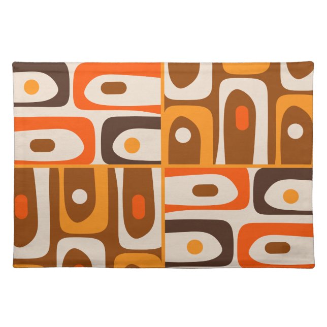 Mid-Century Modern Abstract Piquet 70s Pattern Cloth Placemat (Front)