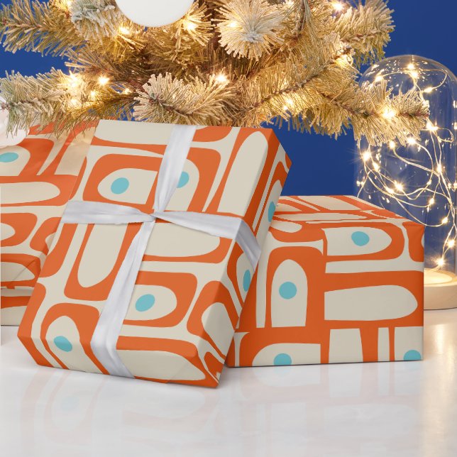 Mid Century Modern Abstract Piquet Geometric  Wrapping Paper (Holidays)