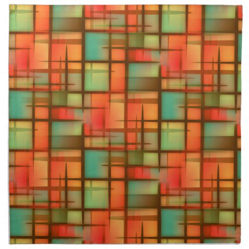 Mid Century Modern Abstract Plaid Red Blue Green Napkin