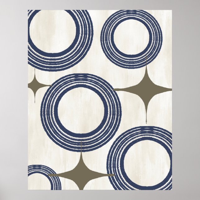 Mid Century Modern Abstract Poster-Blue Gray Poster (Front)
