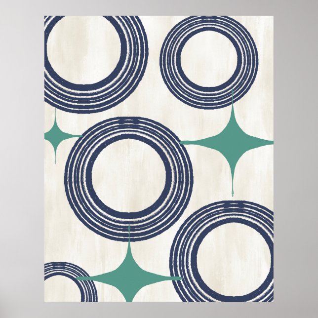 Mid Century Modern Abstract Poster-Blue Mint Poster (Front)