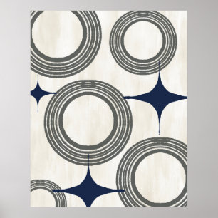 Mid Century Modern Abstract Poster-Gray Blue Poster