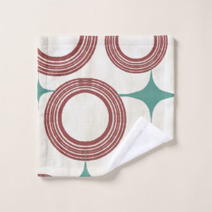 Mid Century Modern Abstract Poster - Red Turquoise Bath Towel Set