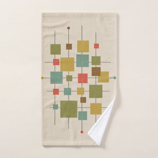 Mid-Century Modern Abstract Print Hand Towel (Hand Towel)