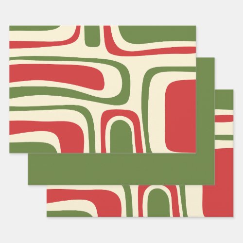 Mid Century Modern Abstract Retro Christmas Wrapping Paper Sheets