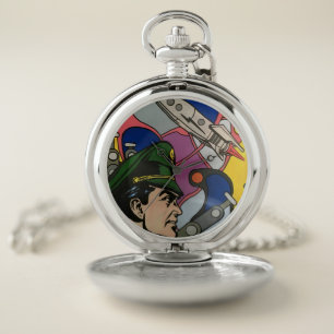 Mid-Century Modern Abstract Rocket Captain Pocket Watch