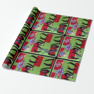 Mid-Century Modern Abstract 'Santa, Baby!' Wrapping Paper