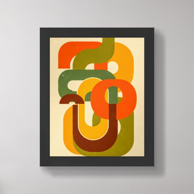 Mid-Century Modern Abstract Shapes Framed Art (Framed Front)
