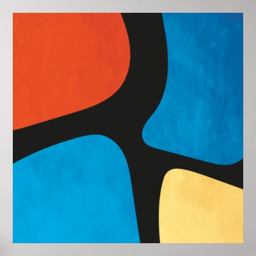 Mid Century Modern Abstract Shapes Multicolor 2 Poster