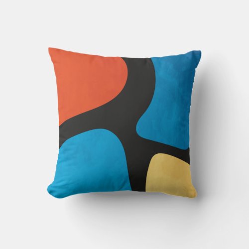Mid Century Modern Abstract Shapes Multicolor 2 Throw Pillow