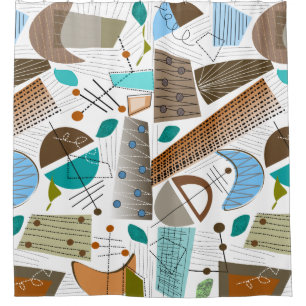 Mid-Century Modern Abstract Shapes Shower Curtain