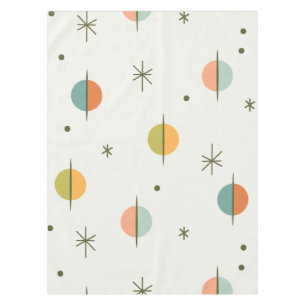 Mid Century Modern Abstract Spheres and Stars Tablecloth