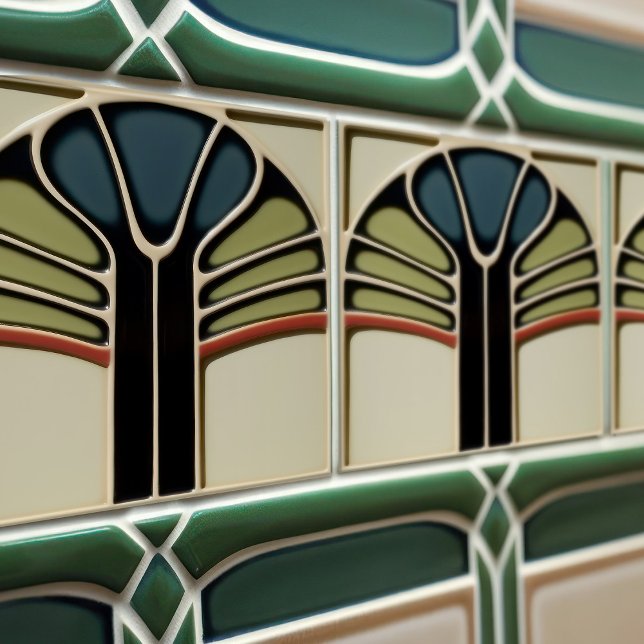 Mid-Century Modern Abstract Symmetry Arts Crafts Ceramic Tile (Creator Uploaded)