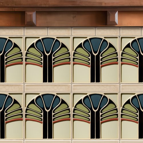 Mid_Century Modern Abstract Symmetry Arts Crafts Ceramic Tile
