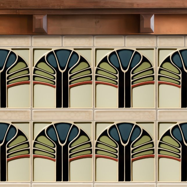 Mid-Century Modern Abstract Symmetry Arts Crafts Ceramic Tile (Creator Uploaded)