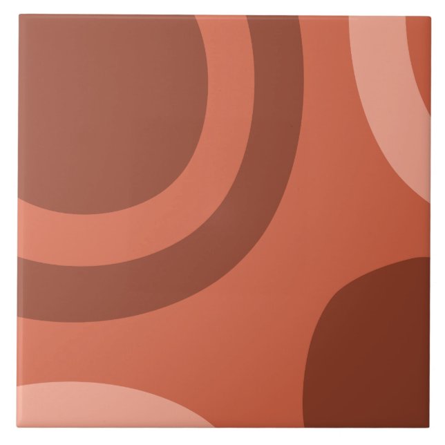 Mid Century Modern Abstract Terracotta Ceramic Tile (Front)