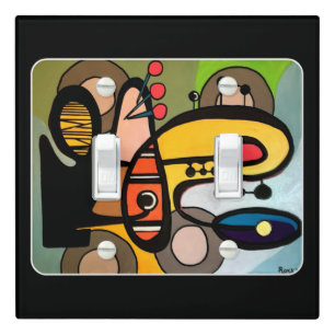 'Mid-Century Modern Abstract the Machine' painting Light Switch Cover