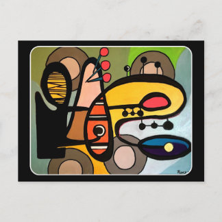'Mid-Century Modern Abstract the Machine' painting Postcard