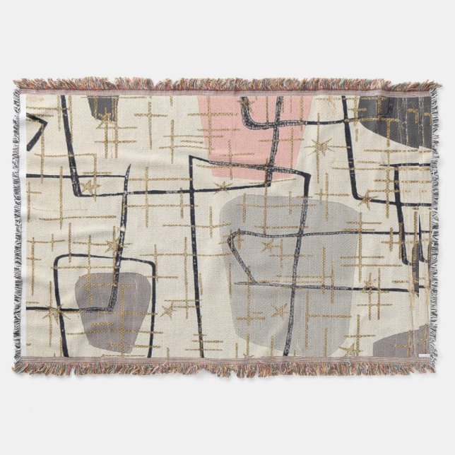 Mid Century Modern Abstract Throw Blanket (Front)
