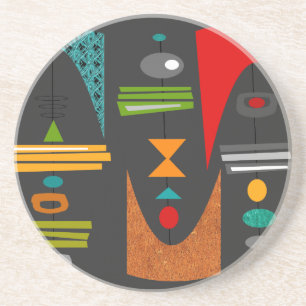 Mid-Century Modern Abstract Tiki Tok Coaster