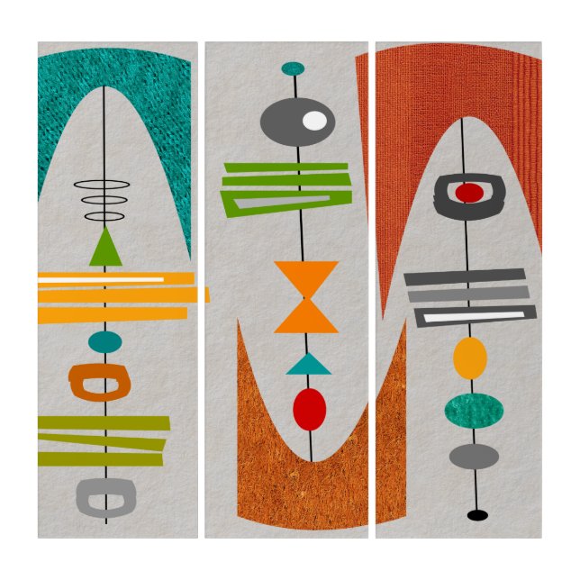 Mid-Century Modern Abstract Triptych (Front)