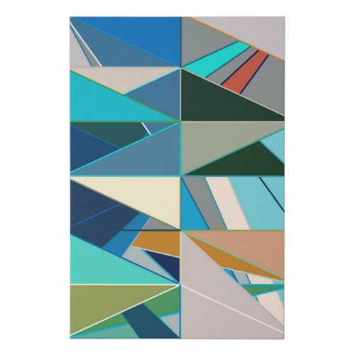 Mid_Century Modern Abstract Turquoise and Neutral Faux Canvas Print