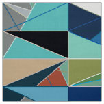 Mid-Century Modern Abstract, Turquoise &amp; Neutrals Fabric