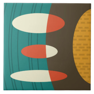 Mid Century Modern Abstract Vinyl Colorful Ceramic Tile