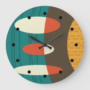Mid Century Modern Abstract Vinyl Colorful Large Clock