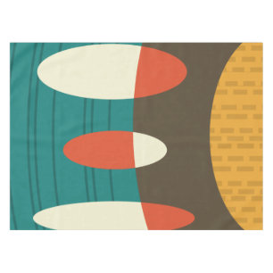 Mid Century Modern Abstract Vinyl Colorful Tablecloth