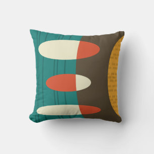 Mid Century Modern Abstract Vinyl Colorful Throw Pillow