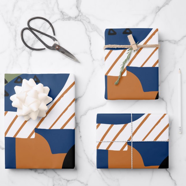 Mid Century Modern Abstract Wrapping Paper Sheets (Front)