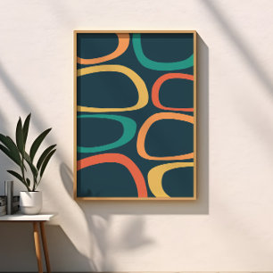 Mid Century Modern Abstract Yellow, Orange, Teal Poster
