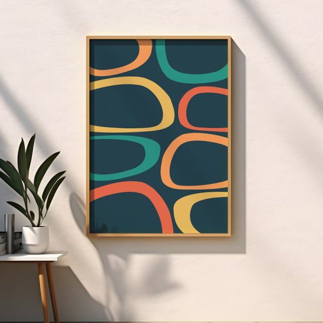 Mid Century Modern Abstract Yellow, Orange, Teal Poster (Creator Uploaded)